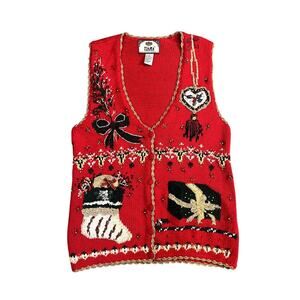 Vintage Christmas Sweater Vest - Tiara International - 90's Holiday Attire